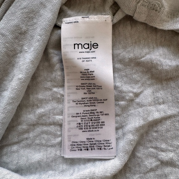 Maje Ice Blue Linen Rhinestone Embellished Tee - Size 1 S - Picture 10 of 10